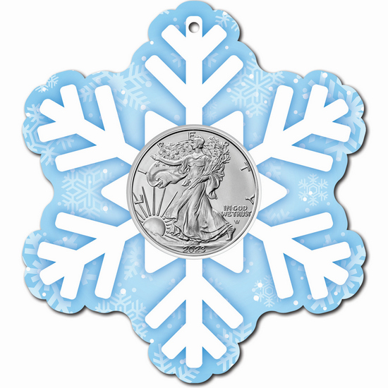 2023 Silver American Eagle BU in Foam Ornament Snowflake