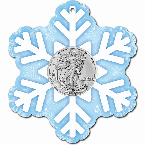 2023 Silver American Eagle BU in Foam Ornament Snowflake