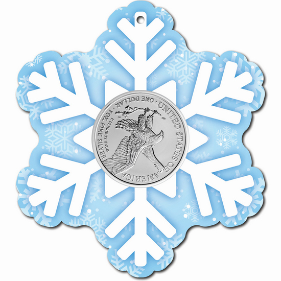 2025 Silver American Eagle BU in Foam Ornament Snowflake