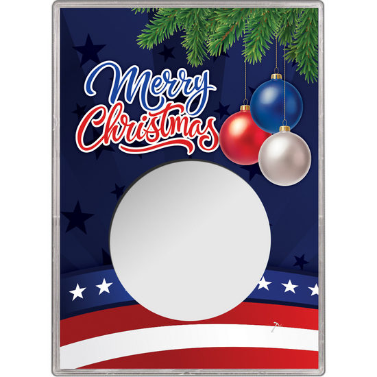 Patriotic Merry Christmas Gift Holder for Silver American Eagle - Empty