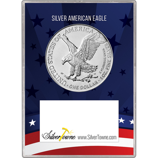 2025 Silver American Eagle BU in Patriotic Merry Christmas Gift Holder 2025 Silver American Eagle BU in Patriotic Merry Christmas Gift Holder