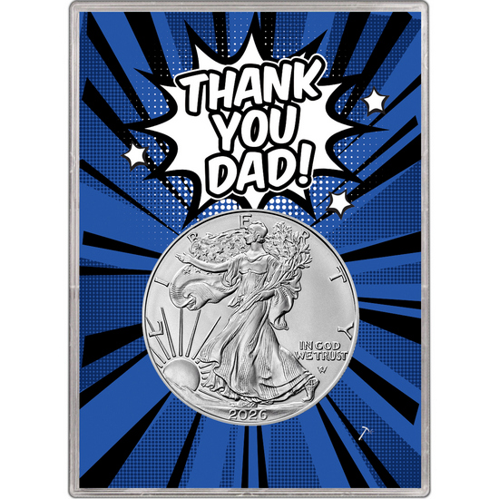 2026 Silver American Eagle BU in Thank You Dad! Gift Holder 2026 Silver American Eagle BU in Thank You Dad! Gift Holder