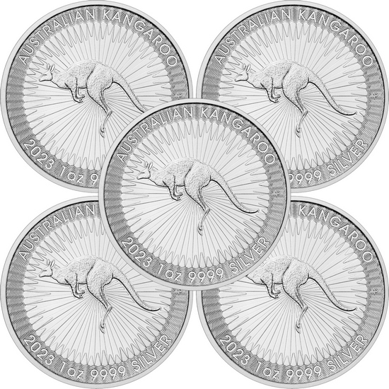 2023 P Australia Silver Kangaroo 1oz BU 5pc