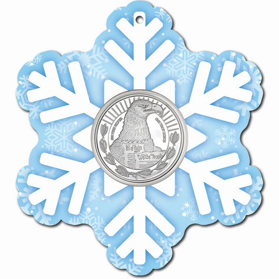 Second Amendment 1oz Silver Round in Foam Ornament Snowflake Second Amendment 1oz Silver Round in Foam Ornament Snowflake