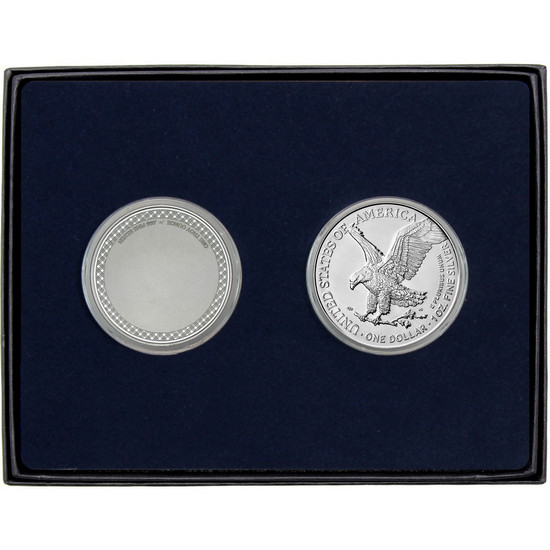Happy Father's Day I Love You Silver Medallion and Silver American Eagle 2pc Gift Set