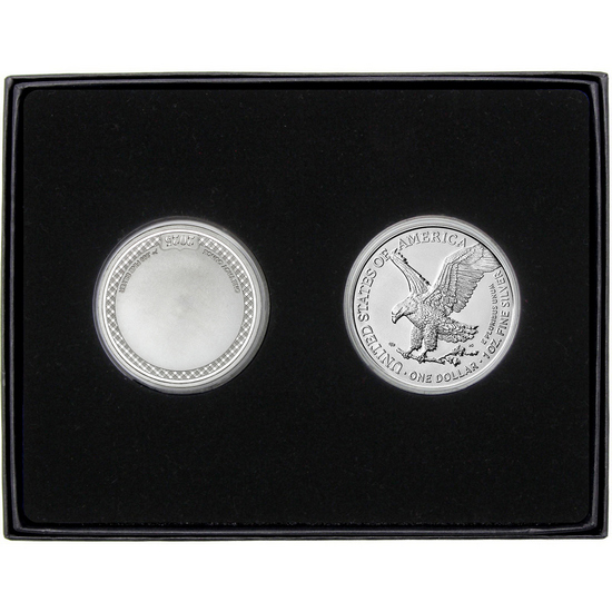 Congratulations Bundle of Joy Enameled Pink Silver Medallion and Silver American Eagle 2pc Gift Set Congratulations Bundle of Joy Enameled Pink Silver Medallion and Silver American Eagle 2pc Gift Set