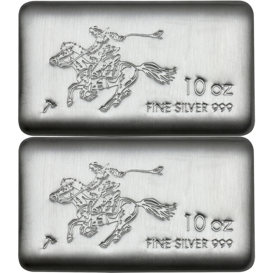 SilverTowne Pony 10oz .999 Silver Cast Bar 2pc