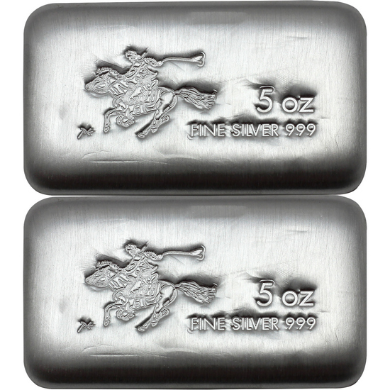 SilverTowne Pony 5oz .999 Silver Cast Bar 2pc