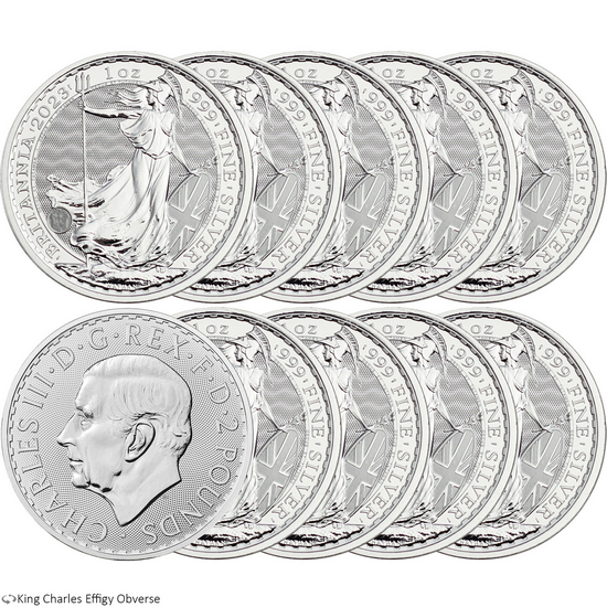2023 Great Britain Silver Britannia King Charles Effigy 1oz BU 10pc