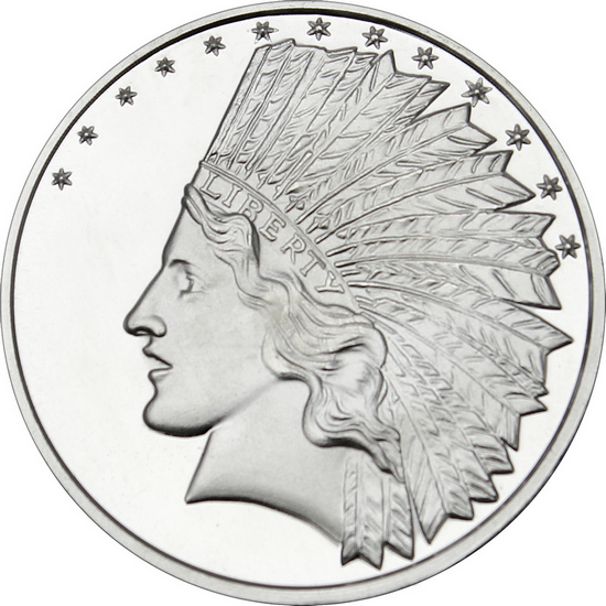 SilverTowne Trademark $10 Gold Indian Replica Struck in 1oz .999 Silver Medallion 20pc SilverTowne Trademark $10 Gold Indian Replica Struck in 1oz .999 Silver Medallion 20pc