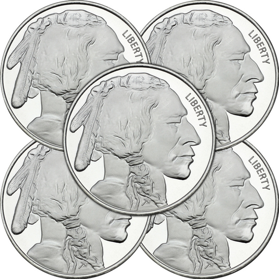 Buffalo Replica 5oz .999 Silver Medallion 5pc