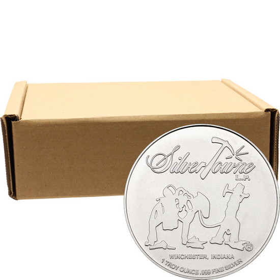 SilverTowne Prospector Waffleback Trademark Logo 1oz .999 Silver Medallion 500pc