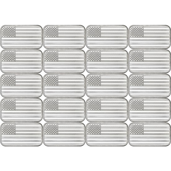 American Flag 1oz .999 Silver Bar 20pc