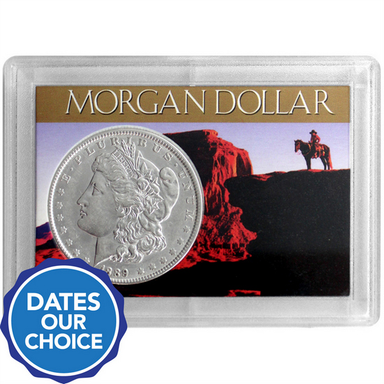 Morgan Silver Dollar Our Choice Date in H.E. Harris Snaptite