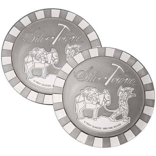 SilverTowne Stackables™ Trademark Prospector 5oz .999 Silver Medallion 2pc