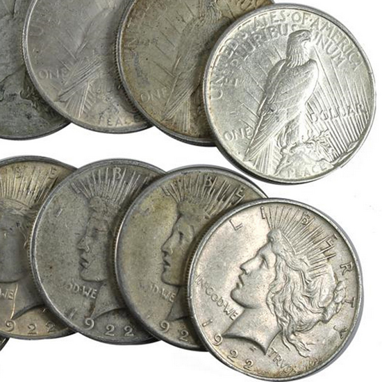 Silver Peace Dollars 10pc Dates Our Choice VG-XF