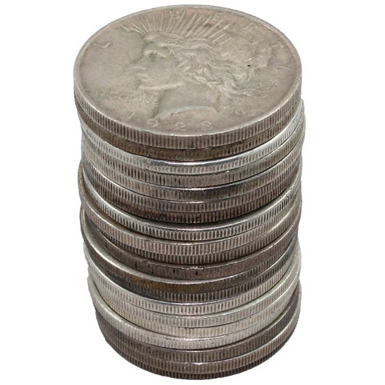 Silver Peace Dollar Tube of 20pc Dates Our Choice VG-XF Silver Peace Dollar Tube of 20pc Dates Our Choice VG-XF