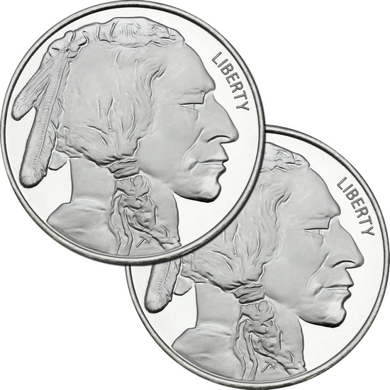 Buffalo Replica 5oz .999 Silver Medallion 2pc