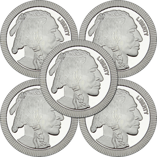 Buffalo Replica Stackables 1oz .999 Silver Medallion 5pc