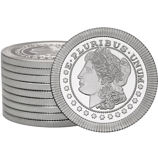 Morgan Dollar Replica Stackables 1oz .999 Silver Medallion 10pc