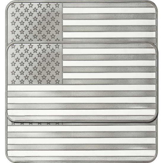 American Flag 10oz .999 Silver Bar 3pc