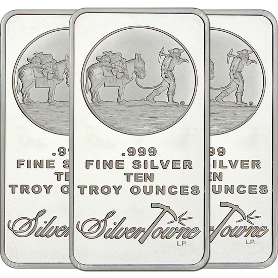 SilverTowne Trademark 10oz .999 Silver Bar 3pc