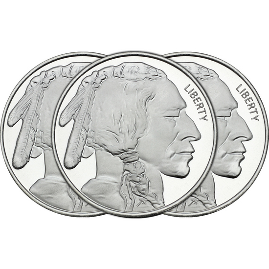 Buffalo Replica 5oz .999 Silver Medallion 3pc