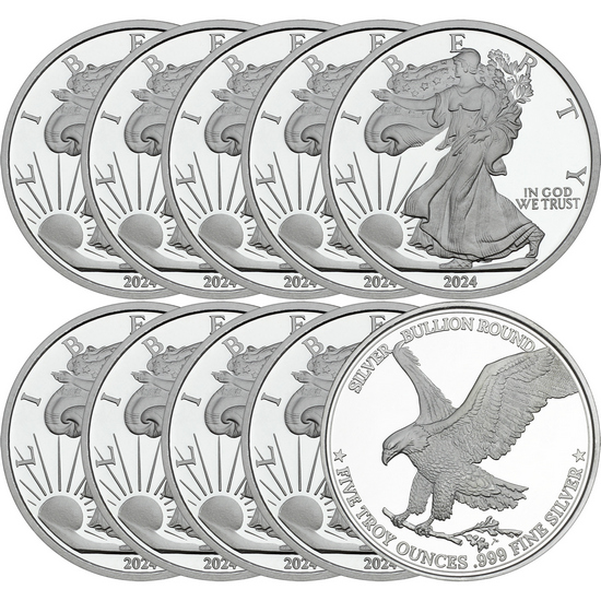 2024 Silver American Eagle Replica 5oz .999 Silver Medallion 10pc