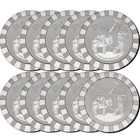 SilverTowne Stackables™ Trademark Prospector 5oz .999 Silver Medallion 10pc