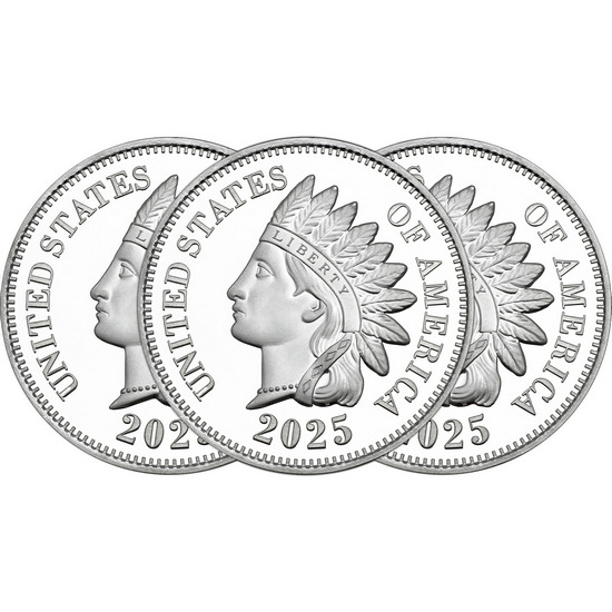 2024 Indian Head Cent Replica 1oz .999 Silver Medallion 3pc