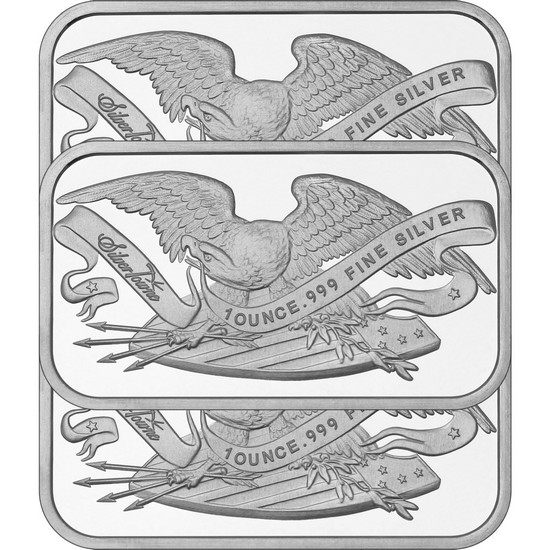 Retro SilverTowne Eagle and Shield 1oz .999 Silver Bar 3pc