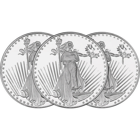 SilverTowne Trademark Saint Gaudens Replica 1oz .999 Silver Medallion 3pc