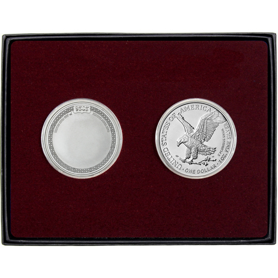 Happy Birthday Stripes Silver Medallion and Silver American Eagle 2pc Gift Set