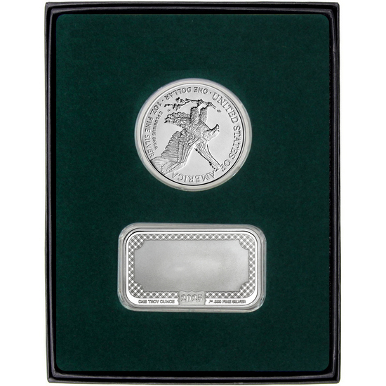 Happy Birthday Silver Bar and Silver American Eagle 2pc Gift Set Happy Birthday Silver Bar and Silver American Eagle 2pc Gift Set