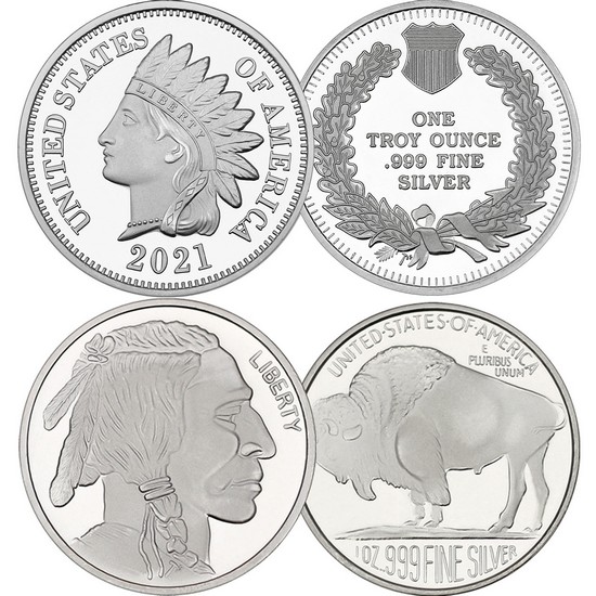 $1 1804 Dexter Dollar 1oz .999 Fine Silver Round by SilverTowne 10 Piece Lot 