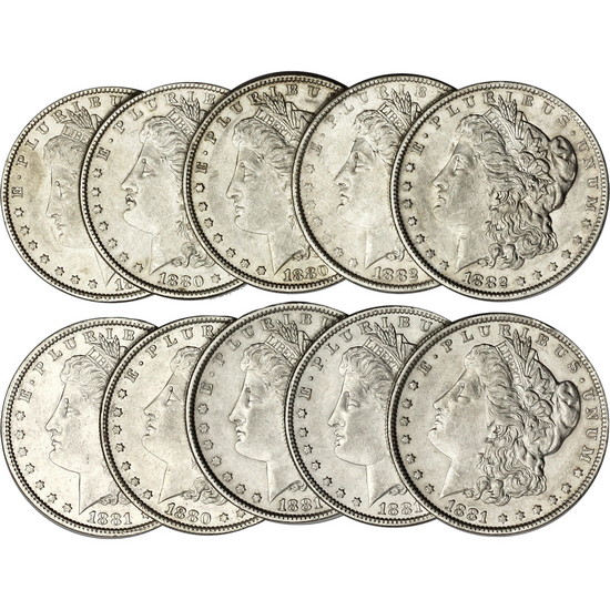 Pre-1921 Morgan Silver Dollars Dates Our Choice XF-AU Condition 10pc