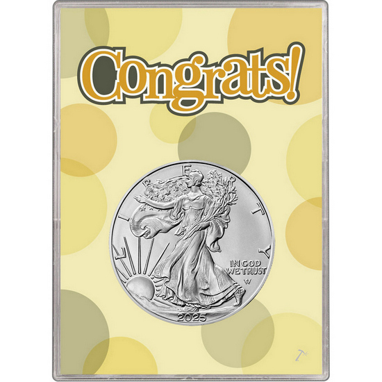 2024 Silver American Eagle BU in Congrats! Gift Holder