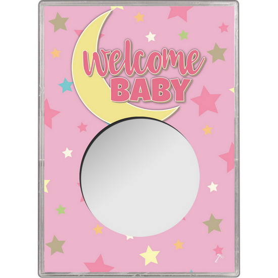 Pink Welcome Baby Gift Holder for Silver American Eagle - Empty