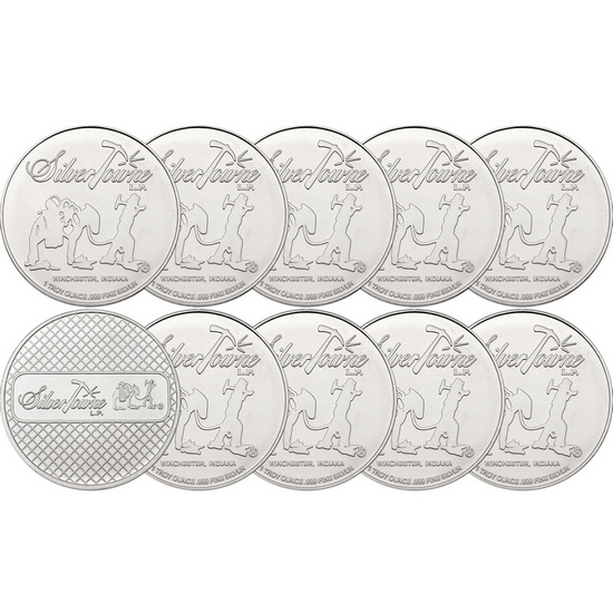 SilverTowne Prospector Waffleback Trademark Logo 1oz .999 Silver Medallion 10pc