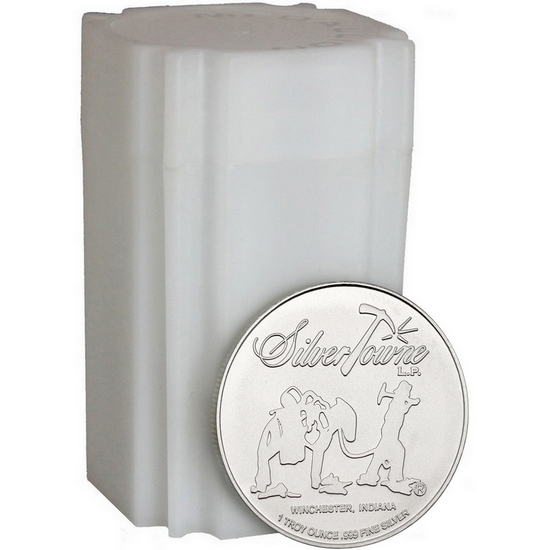SilverTowne Prospector Waffleback Trademark Logo 1oz .999 Silver Medallion 20pc