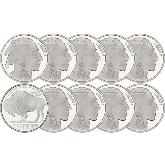 Buffalo Replica 1oz .999 Silver Medallion 10pc