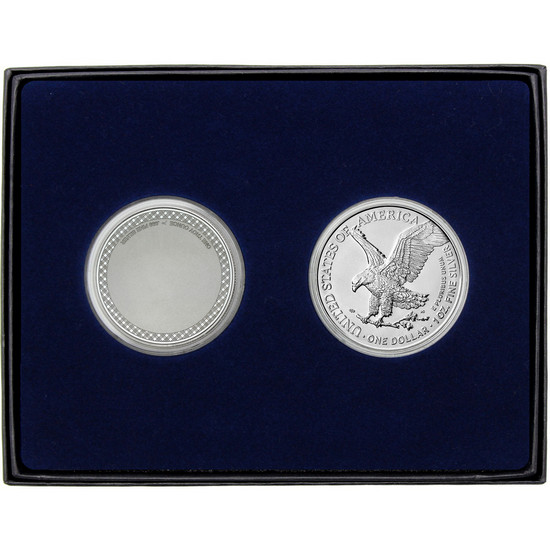 Happy Easter Religious Cross Silver Medallion and Silver American Eagle 2pc Gift Set