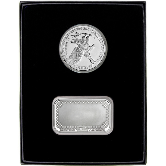 Congratulations Graduation Year 2025 Silver Bar and Silver American Eagle 2pc Gift Set Congratulations Graduation Year 2025 Silver Bar and Silver American Eagle 2pc Gift Set