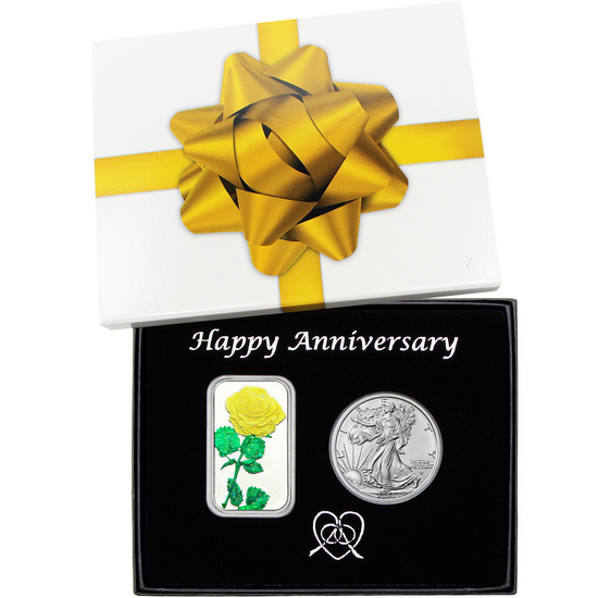 2 Piece Gift Set for Anniversary with Yellow Rose Bar and SAE BU