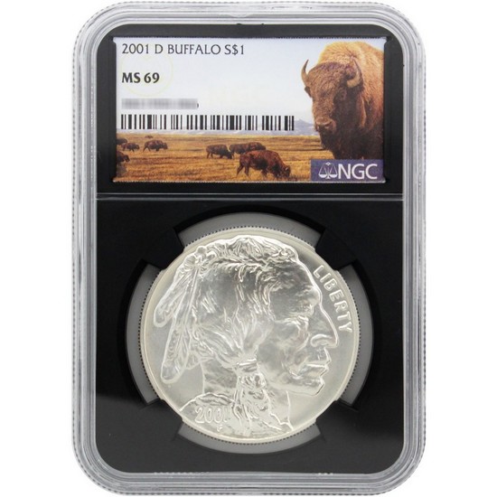 2001 P & D American Buffalo Silver Dollar Certified 69 NGC Black Core Buffalo Label Set 2001 P & D American Buffalo Silver Dollar Certified 69 NGC Black Core Buffalo Label Set