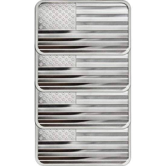 American Flag 5oz .999 Silver Bar 4pc