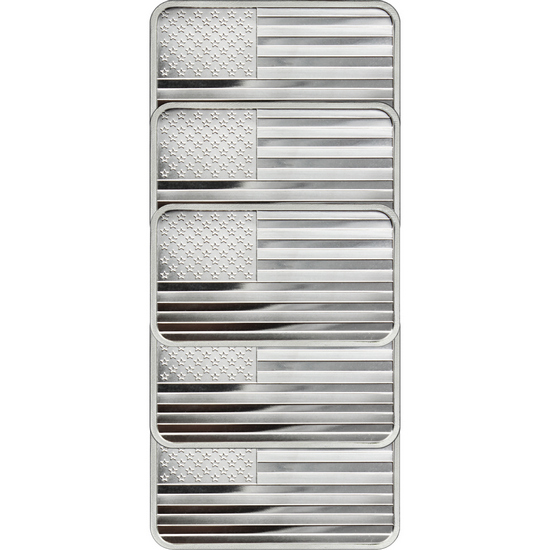 American Flag 5oz .999 Silver Bar 5pc