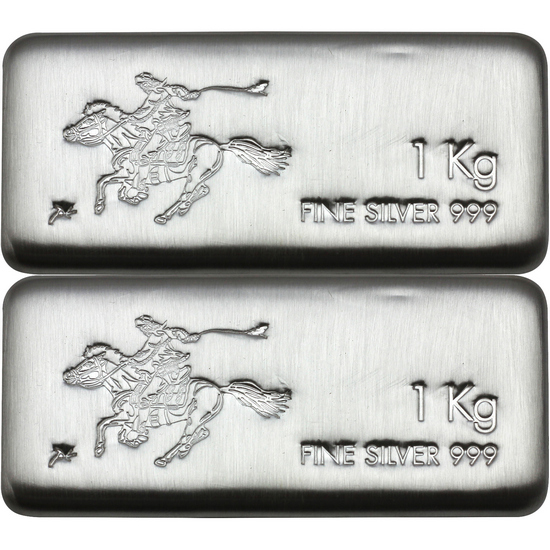 SilverTowne Pony 1 Kilo .999 Silver Cast Bar 2pc