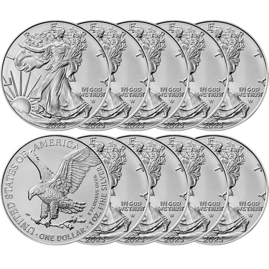 2023 Silver American Eagle BU Coin 10pc in Flips