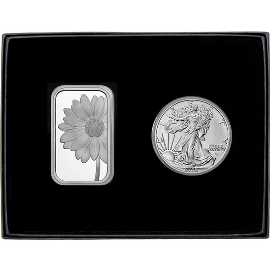 Daisy Silver Bar and Silver American Eagle 2pc Gift Set